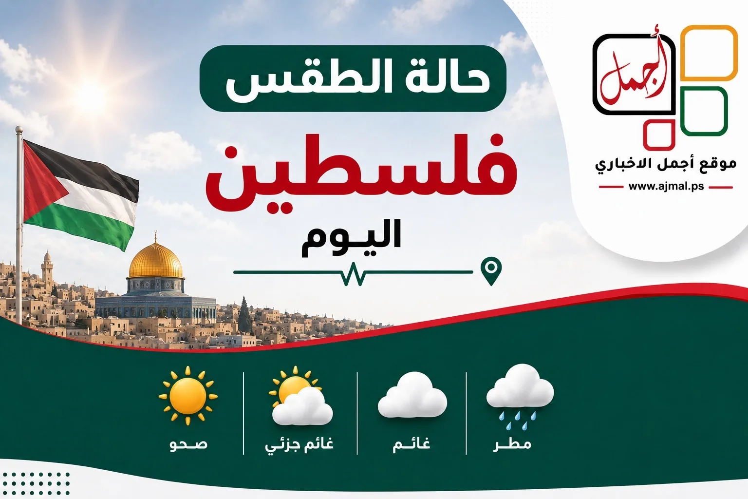 طقس فلسطين يوم الثلاثاء