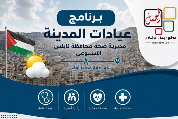 برنامج عيادات المدينة الأسبوعي التابعه لمديرية صحة محافظة نابلس